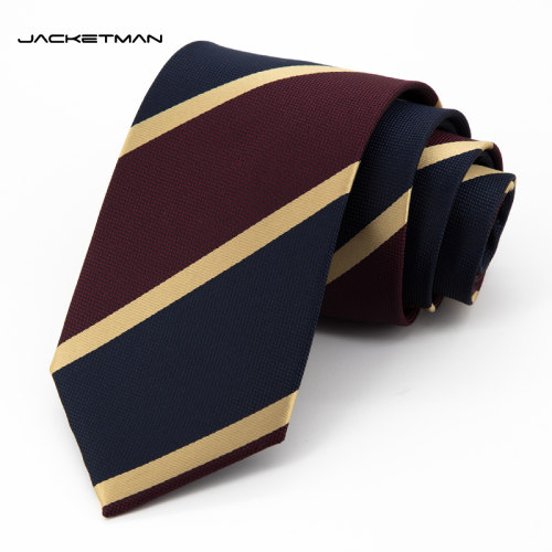 Jacketman深酒时尚蓝黄斜纹领带