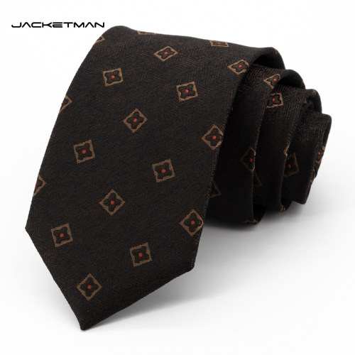 Jacketman领带男宽版咖色商务职业正装时尚个性几何手打8cm礼盒款