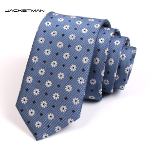 韩版 6cm蓝色小花时尚 个性 Jacketman领带男士 礼盒装 窄款 潮流款 正装
