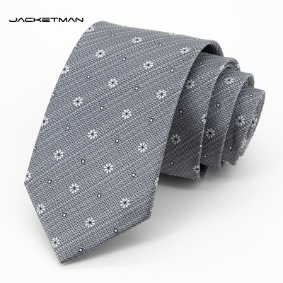 Jacketman灰色时尚秀气小花领带