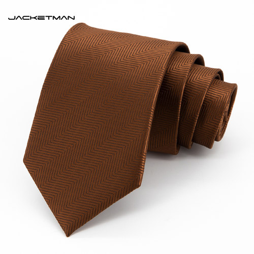 Jacketman焦糖色时尚人字纹领带