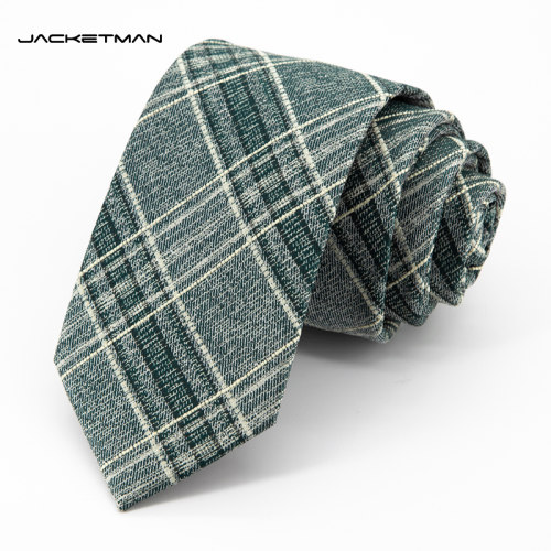 Jacketman绿色复古格子纹领带