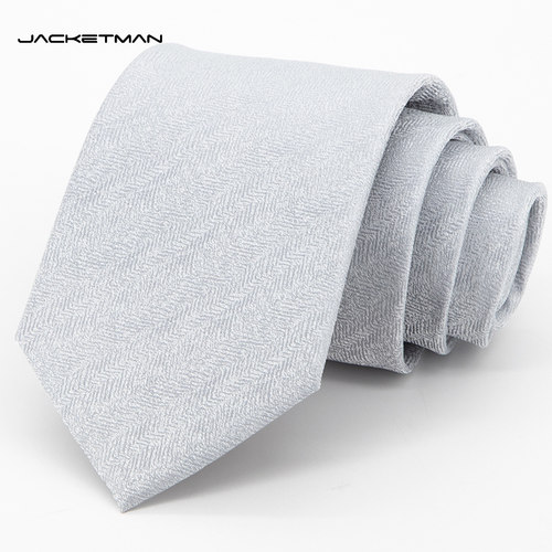 Jacketman银灰人字纹休闲领带