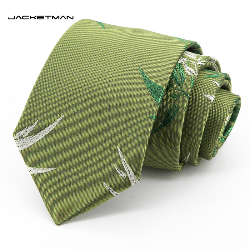 Jacketman领带男士商务正装浅绿色个性时尚休闲树叶子8cm宽礼盒装