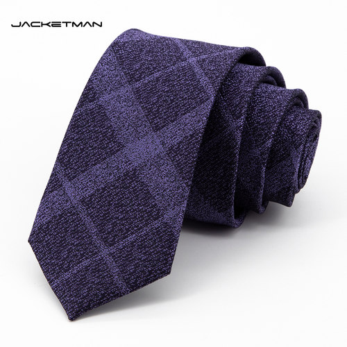 Jacketman紫色时尚格子暗纹领带