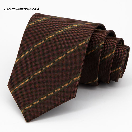 Jacketman咖色时尚斜纹复古领带