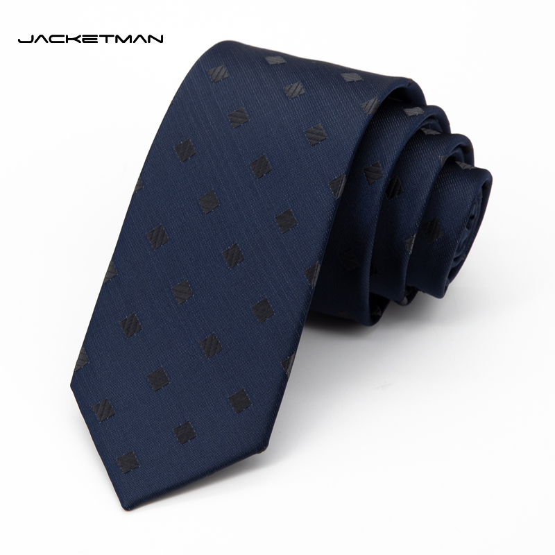 Jacketman领带男韩版蓝色时尚小方格子复古职业正装商务窄版6cm款