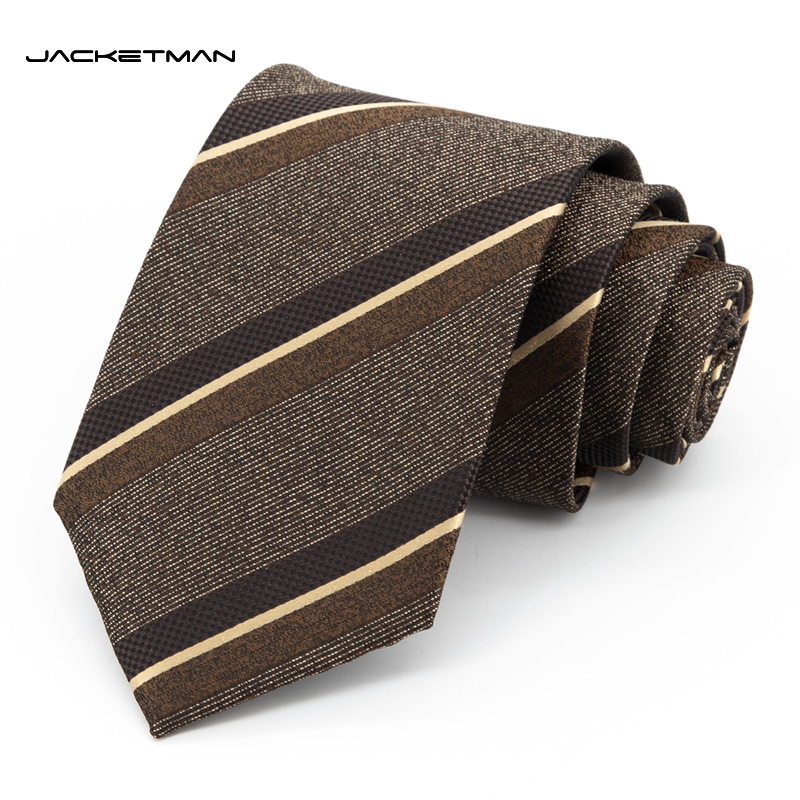 嘉肯蒙咖色条纹手打领带