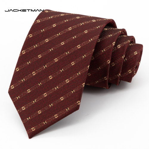 Jacketman枣红几何斜纹领带
