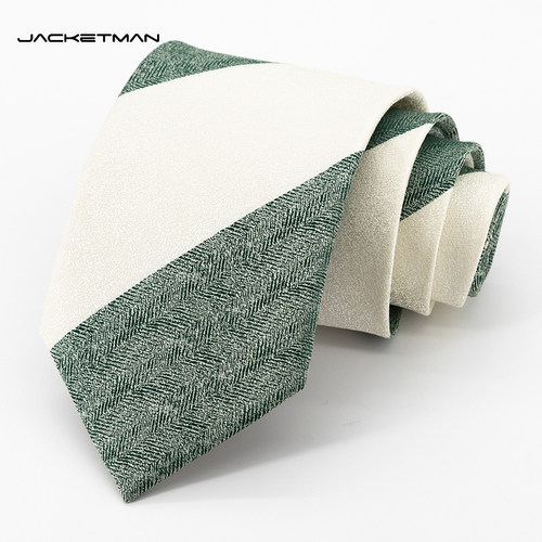 Jacketman大斜纹绿白色领带