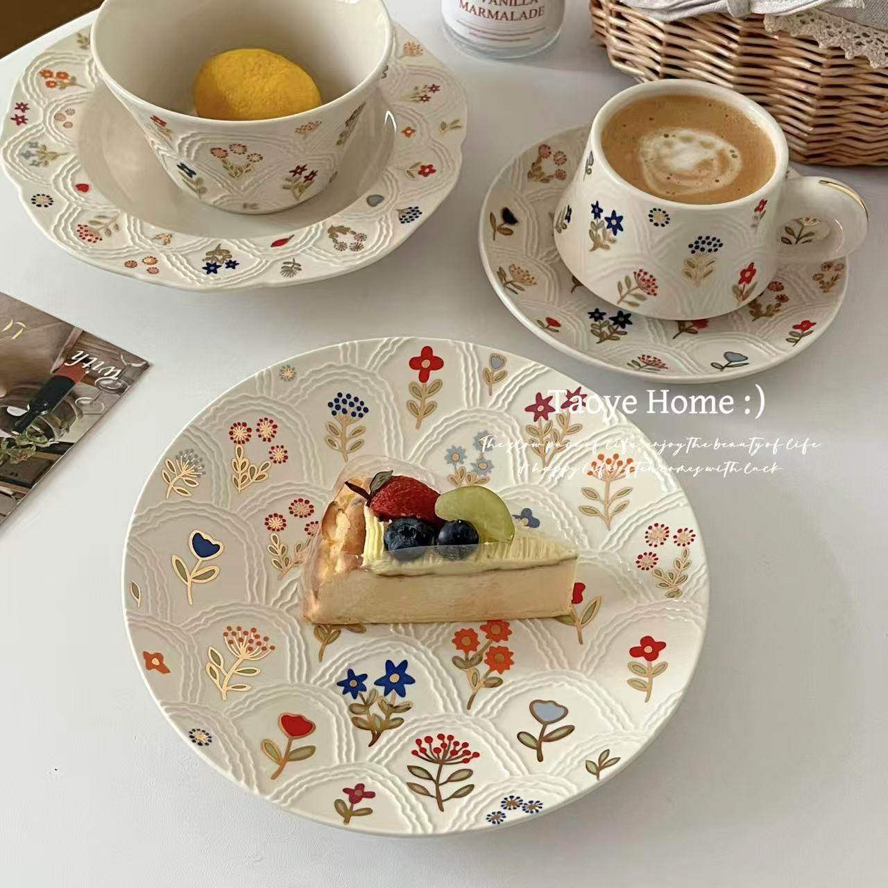 ins闪光陶瓷餐具甜品盘复古早餐蛋糕西餐盘咖啡杯家用菜盘子法式,餐饮具,盘,淘宝优惠券,粉丝福利购,淘宝优惠卷