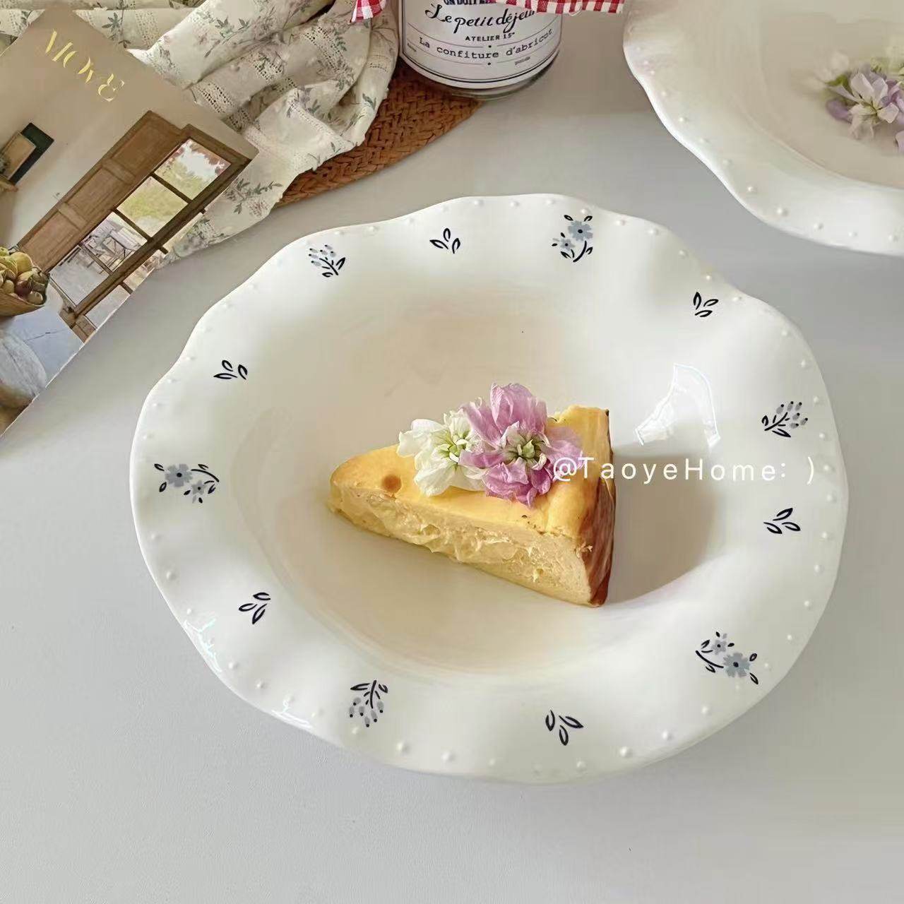 法式ins裙摆珍珠浮雕蛋糕西餐盘甜品盘复古家用菜盘子精致沙拉盘,餐饮具,盘,淘宝优惠券,粉丝福利购,淘宝优惠卷