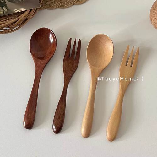 勺子木勺木叉ins搅拌勺甜品