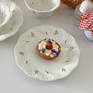 法式复古餐具套装浮雕花枝陶瓷餐具甜品西餐菜盘碟子碗高级感礼物