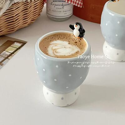 可爱手绘手捏咖啡杯手握拉花杯