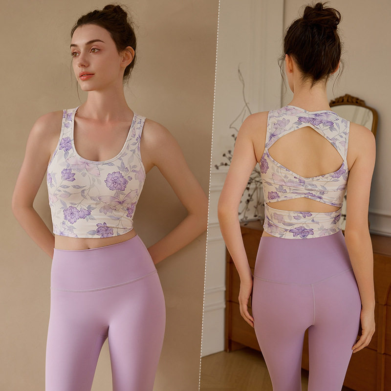 灵蝶蝴蝶印花瑜伽健身服文胸运动