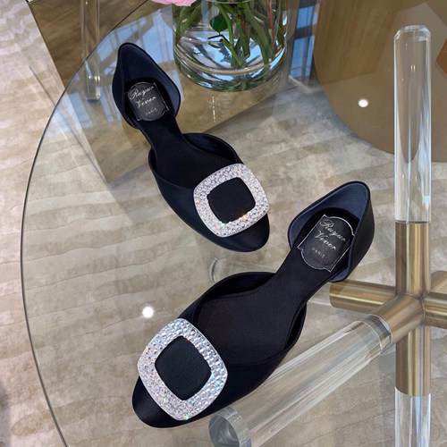 2025早春小蛮腰rv女鞋钻扣芭蕾舞鞋平跟水钻镂空中空单鞋女平底鞋