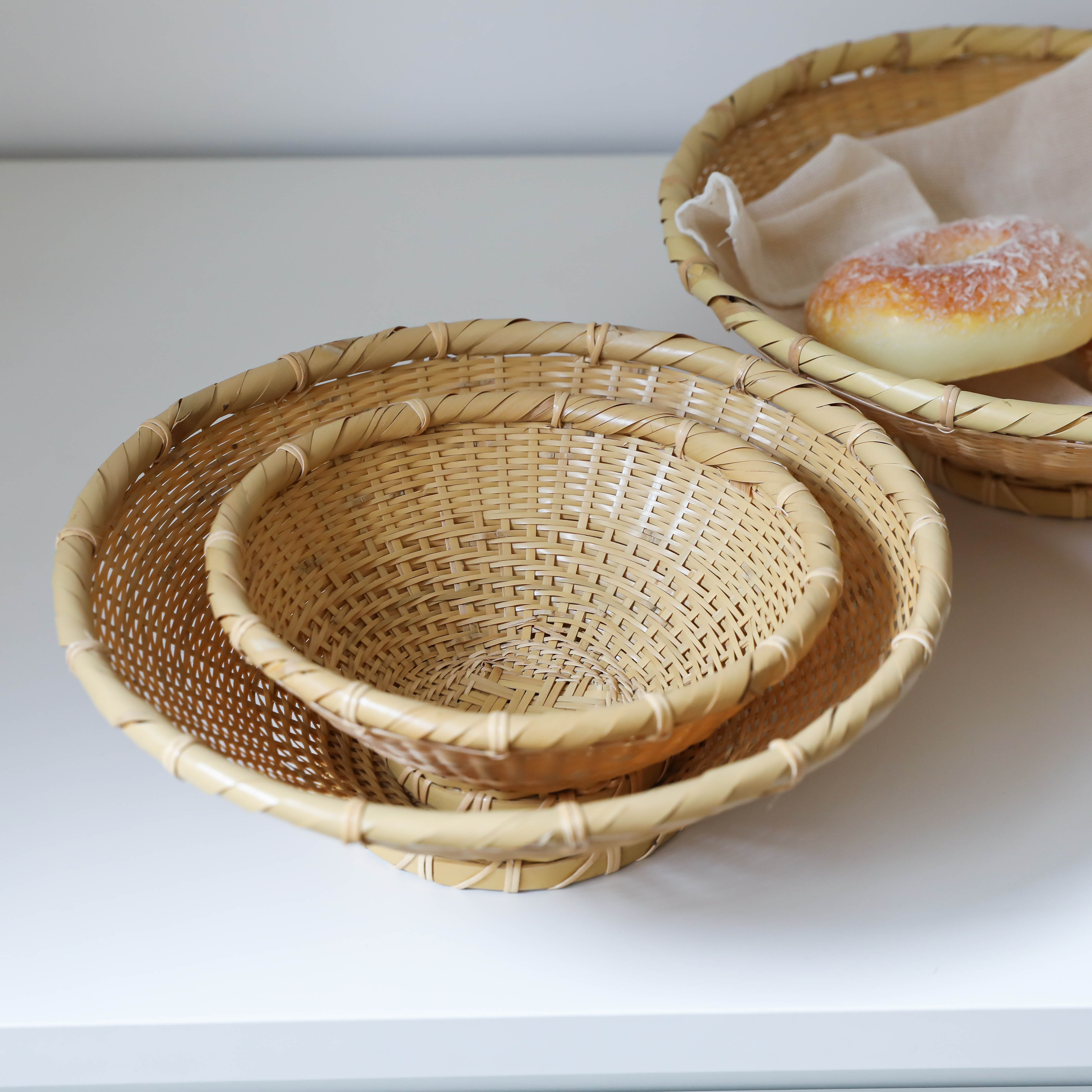 良胜竹编水果篮手工日式面包