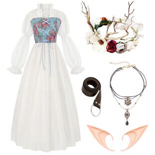 喵九森森中世纪文艺复兴维多利亚连衣裙服系带束腰仙女舞台服装女