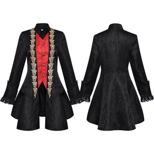 新款女士燕尾服西装大衣夹克哥特式维多利亚刺绣蒸汽朋克外套服装