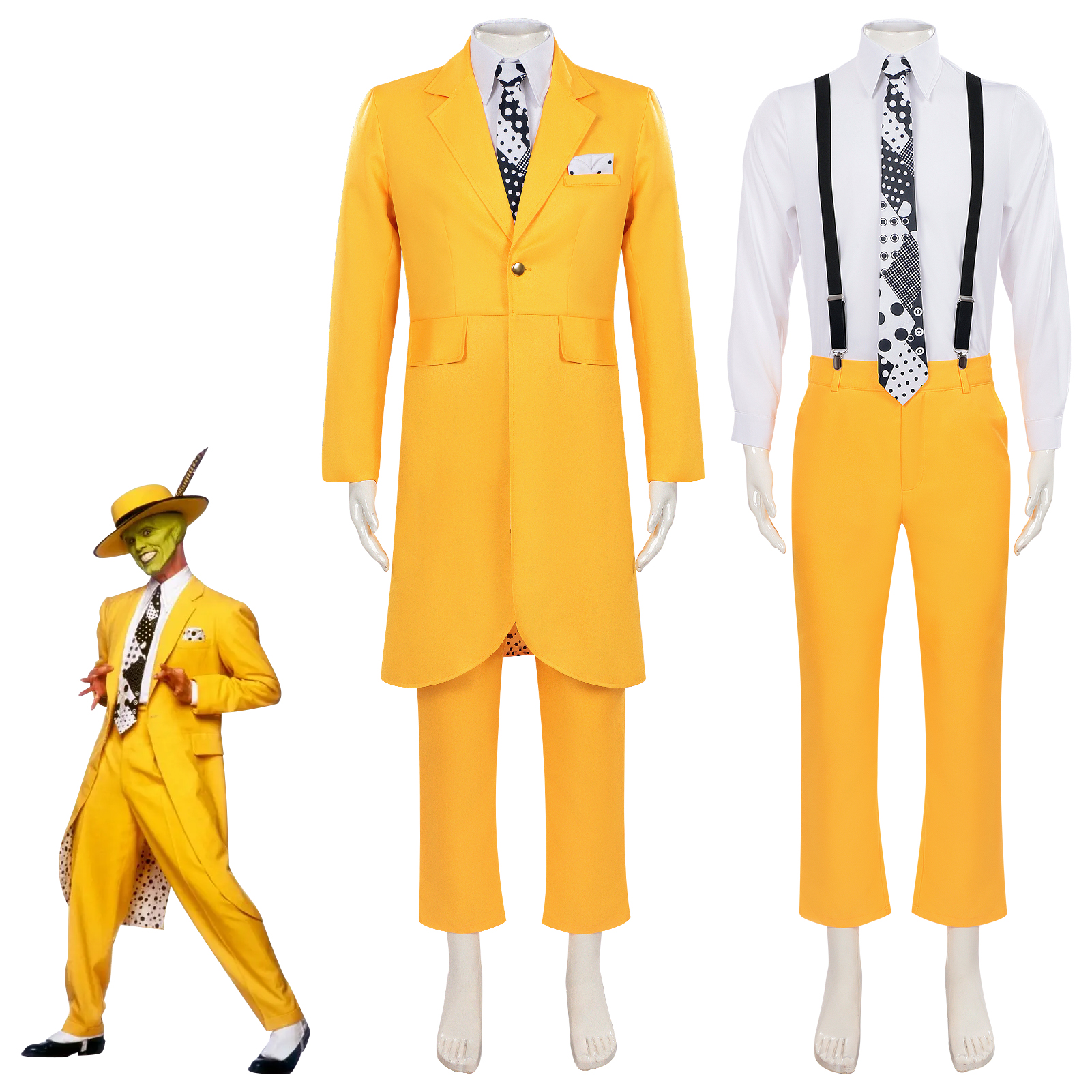 The Mask变相怪杰cos服面具人黄色西服套装cosplay服舞台表演服