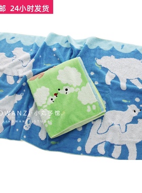 原单内Y卡通纱布原单柔软acco*to全棉无捻纱柔软吸水动物儿童浴巾