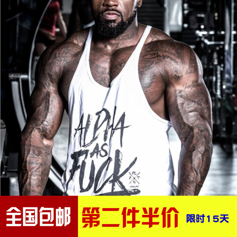 包邮新款细带健美健身背心夏季男式大码宽松工字跨栏纯棉背心