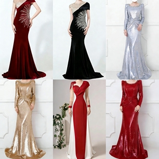 出租高端晚礼服法式亮片新中式连衣裙轻奢小众高级感鱼尾敬酒服