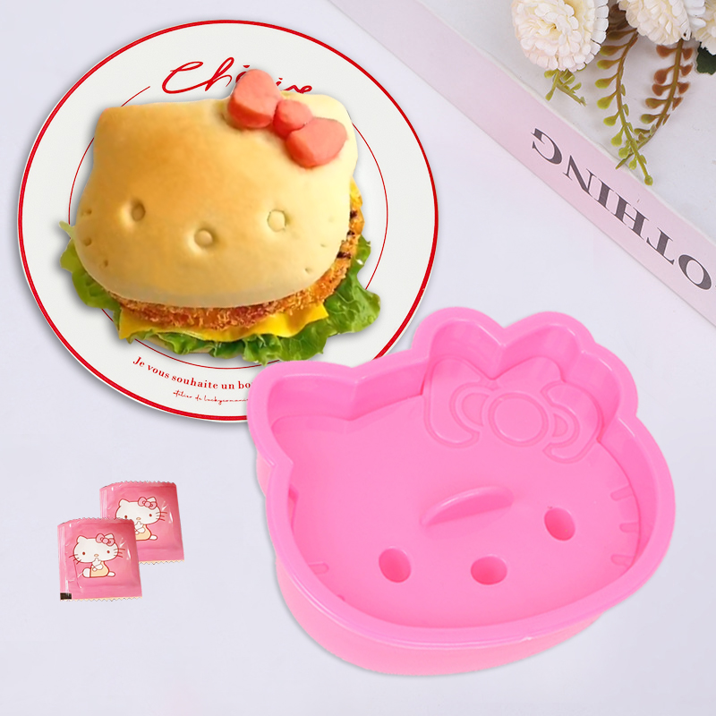 Kitty三明治模具汉堡面包压模卡通创意烘焙米饭模DIY曲奇饼干切模