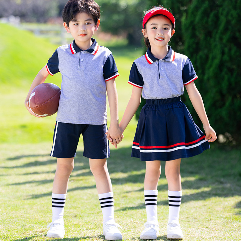幼儿园园服夏季套装中小学生运动会校服学院风班服薄款童装两件套