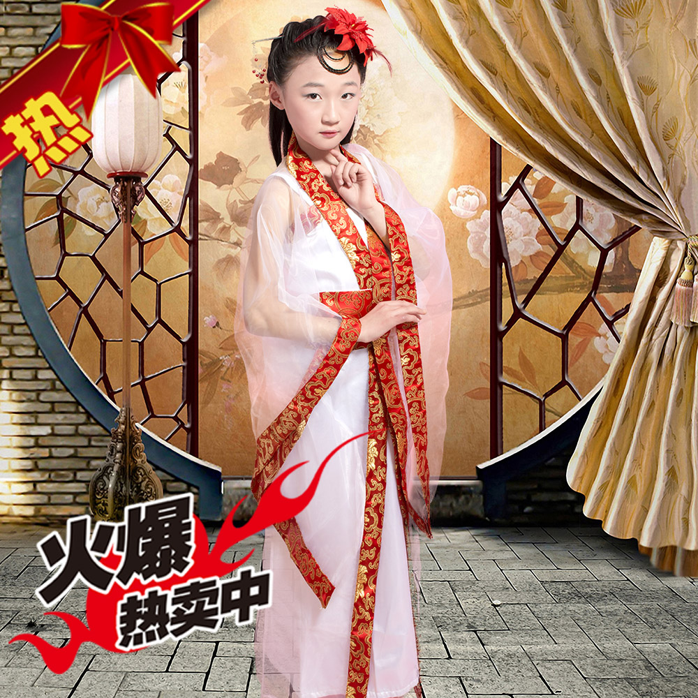 新款唐风儿童古装汉服装女童小贵妃公主服唐风古筝仙女舞蹈演出服