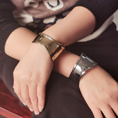 百搭合金袖 ins 欧美个性 光面金属手镯女 口手链手镯 不规则宽版