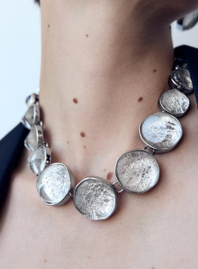 新欧美夸张合金亚克力颈链 圆形树脂夸张几何项链女奢华新娘饰品