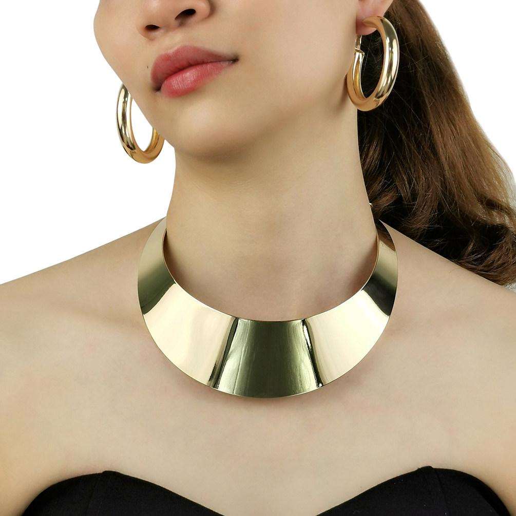 欧美夸张金属项圈耳环套装女 时尚百搭颈圈套装饰品舞台夜店配饰