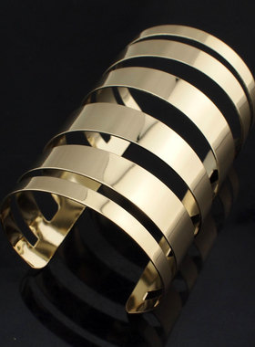 欧美风夸张光面几何夜店镂空手环