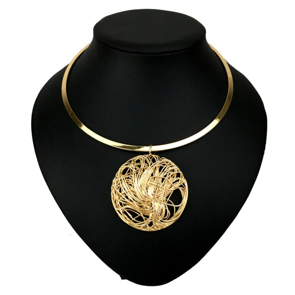 欧美夸张圆形铁丝项链项圈 个性潮流百搭锁骨颈圈耳钉套装女配饰