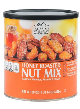 美国进口SAVANNA蜂蜜香烤混合坚果仁干果孕妇健康小零食年货红罐