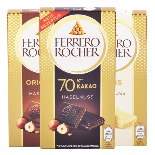 费列罗榛子牛奶巧克力排块礼盒装夹心黑巧白90g进口网红零食圣诞