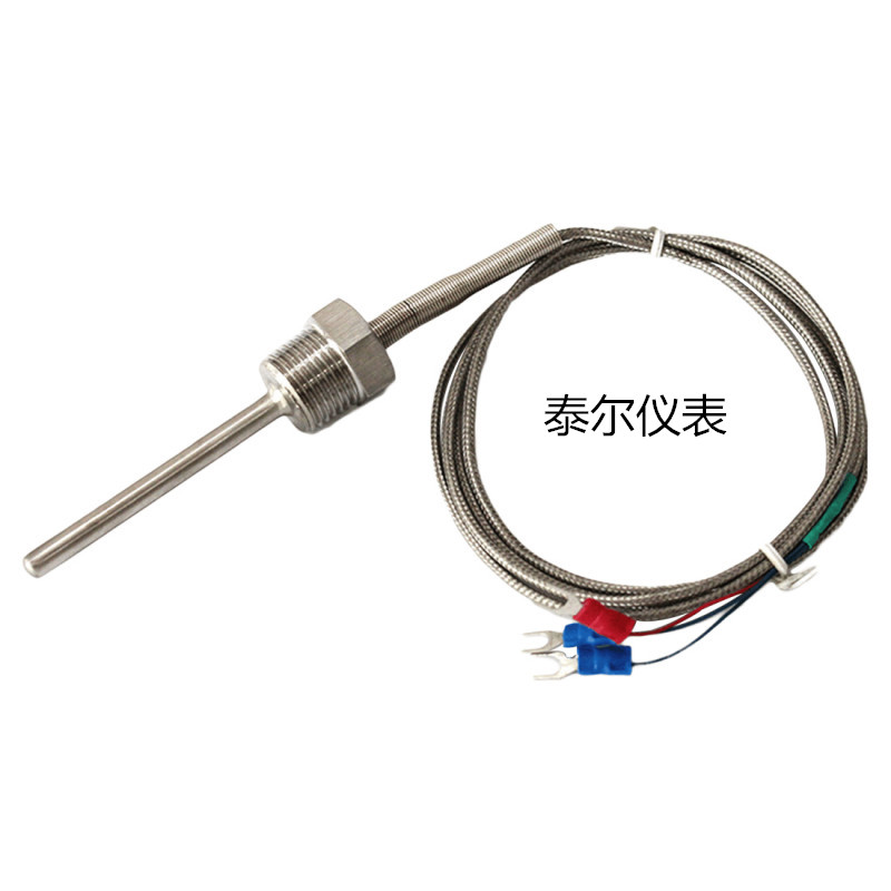 pt100热电偶阻不锈钢感温线防水防油模温机4分牙M8温度传感器探头