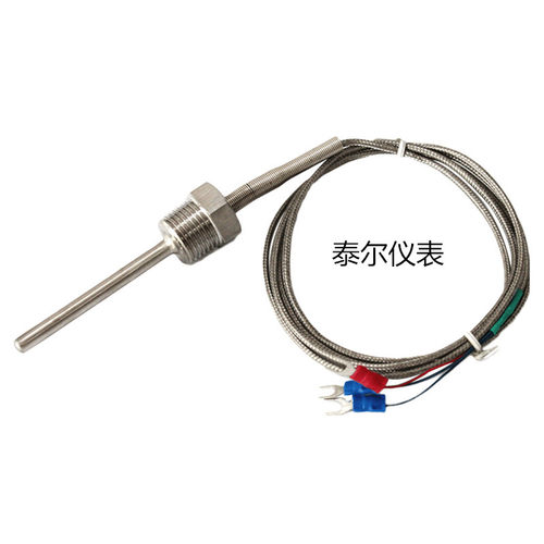pt100热电偶阻不锈钢感温线防水防油模温机4分牙M8温度传感器探头