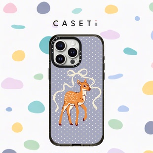 14防摔13全包12保護套MagSafe磁吸女 C家CASETI聯名波點絲帶小鹿適用蘋果iPhone16promax手機殼15plus明星同款