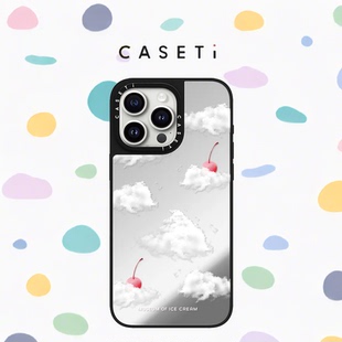 14防摔13全包12保护套MagSafe磁吸女 C家CASETI联名粉白条纹彩虹适用苹果iPhone16promax手机壳15plus明星同款