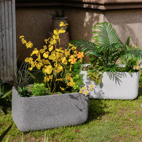 掬涵长方形镁泥花盆花箱马槽户外阳台庭院隔断花卉绿植种植箱盆景