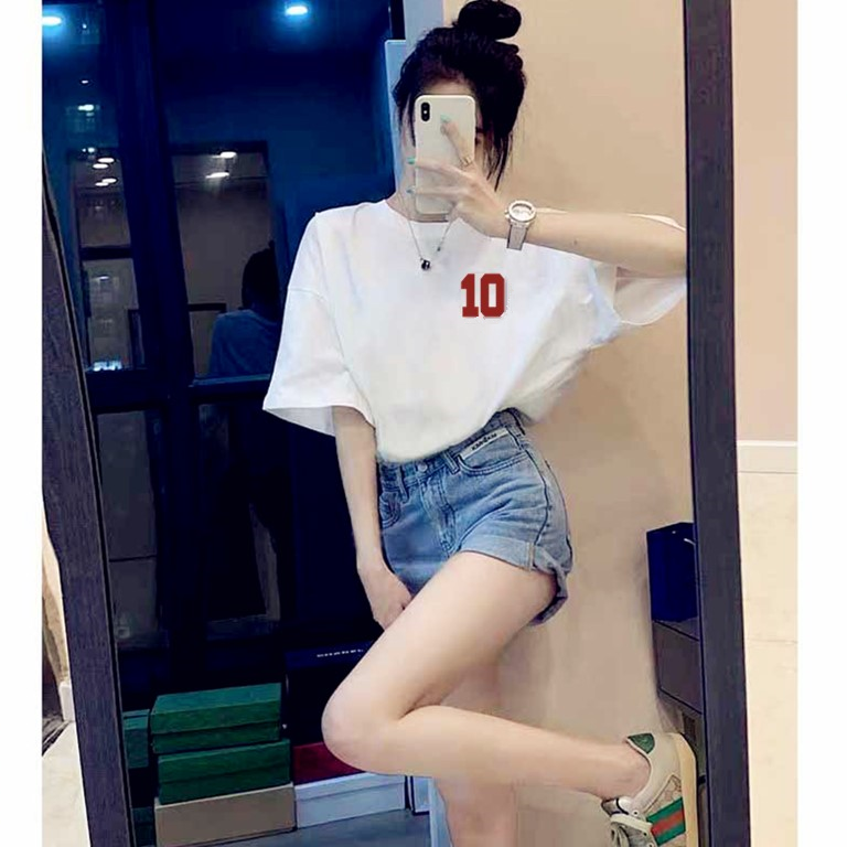 白色上衣短袖正肩t恤女纯棉2023夏季新款圆领百搭显瘦印花体恤ins