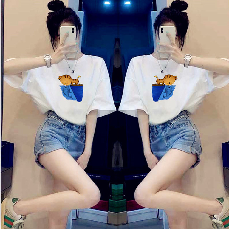 正肩短袖t恤女圆领2023年夏季内搭打底衫白色上衣体恤ins纯棉百搭