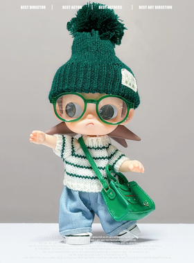 zsiga动人玩偶毛衣套装帽子Zsiga偶娃衣之处条纹套装衣服嘎子姐