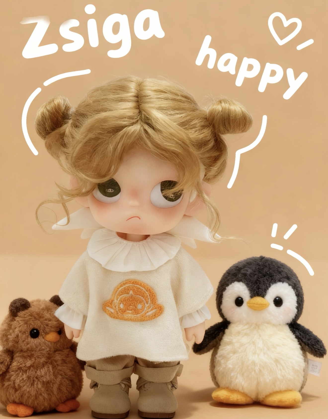 姜饼人zisga娃娃衣服可爱娃娃领上衣衣服1/8娃衣裤子套装配件