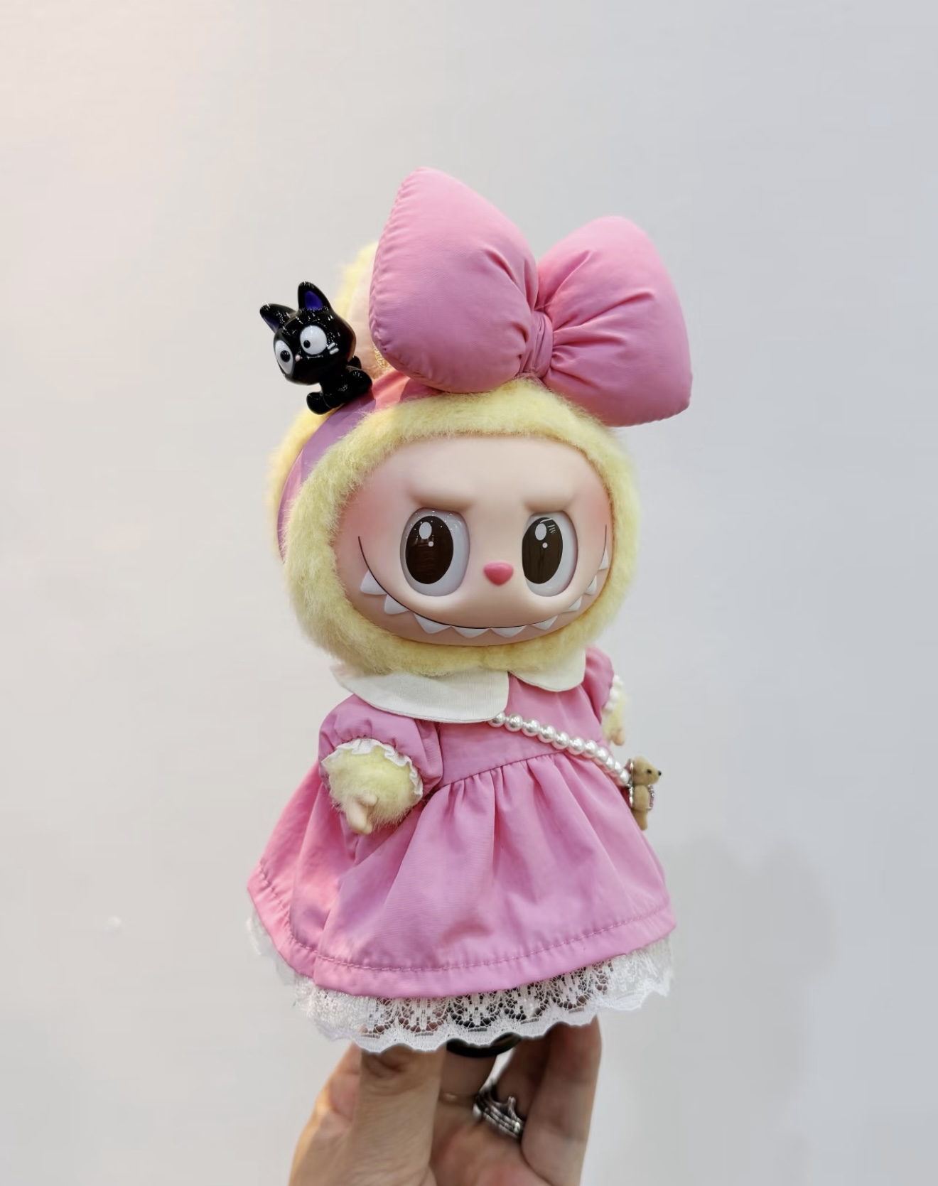 可爱蝴蝶结发箍玩偶衣服17厘米娃衣连衣裙套装可爱娃娃领衣服挂件
