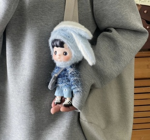 hacipupu娃衣毛衣套装1/8娃衣奶蓝色套装嘎子姐针织帽超萌衣服