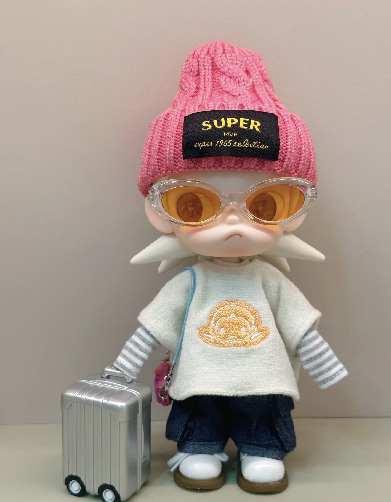 zsiga娃衣毛衣牛仔裤套装1/8娃衣粉色帽子嘎子姐针织帽超萌衣服